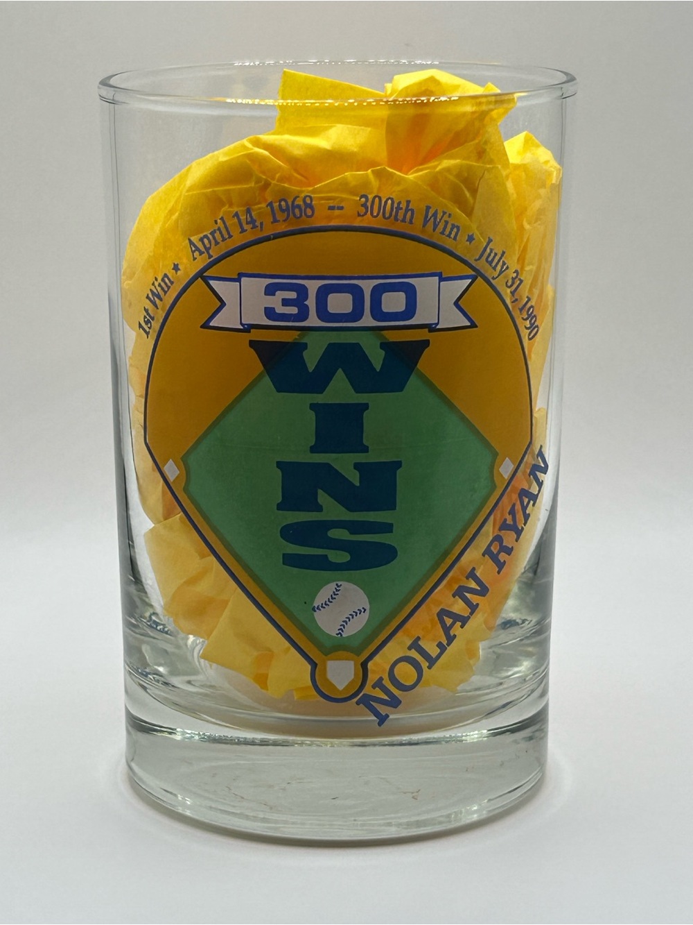 Nolan Ryan 300th Win Commemorative Collector Glass Texas Rangers Baseball